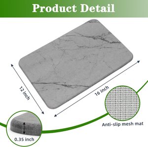 Estante para platos de piedra superabsorbente FMT, encimera de cocina de tierra de diatomeas, alfombrillas de secado de platos con almohadilla para pies, <span class=keywords><strong>alfombrilla</strong></span> para vajilla - Product Image 6