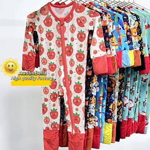 Austin Bella Hochwertiger Hersteller Custom Boutique Bambus Baby kleidung Bedruckter Reiß verschluss Pyjama Kleidung Stram pler Digitaldruck - Product Image 1