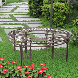 Meubles de jardin d'extérieur en fer forgé en métal de style antique <span class=keywords><strong>demi</strong></span>-<span class=keywords><strong>cercle</strong></span> <span class=keywords><strong>banc</strong></span> siège arbre bancs de patio en gros - Product Image 2