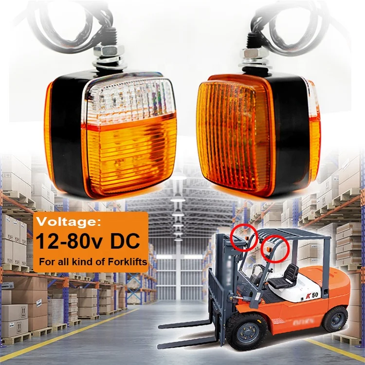 12-80V Forklift Front Turn Signal Light 85MM Double Side LED White Yellow Warning Lamp