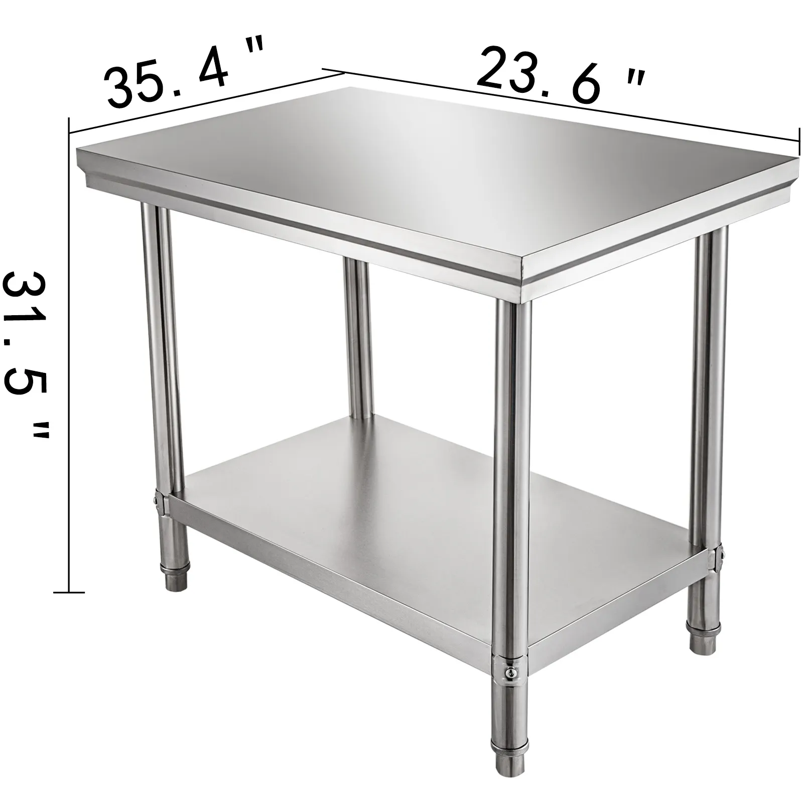 Custom Sizes Restaurant Kitchen Stainless Steel Work two three layers Table Commercial Kitchen Equipmentx Factory Direct