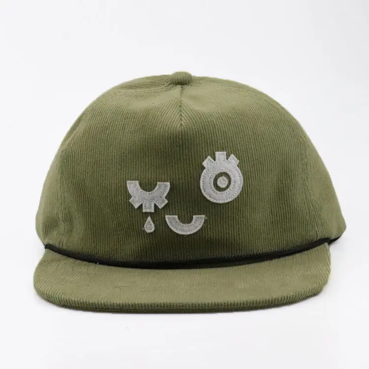 На заказ с Плоским Краем Неструктурированных шляпа повернет вспять cap оптовая продажа зеленая 5-панельная кепка