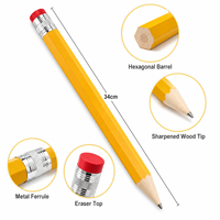 Crayon géant en bois de 34 cm avec gomme, crayon à mine surdimensionné, nouveauté, cadeau scolaire ou de bureau, papeterie promotionnelle
