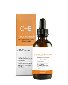 פרטי OEM לחות 20% ויטמין C + E Ferulic חומצה סרום אנטי הזדקנות פנים סרום עם חומצה היאלורונית