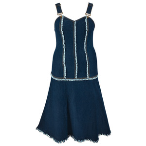 Taglie forti 4Xl africano da donna elegante senza maniche con cinturino <span class=keywords><strong>lungo</strong></span> in <span class=keywords><strong>Denim</strong></span> - Product Image 5