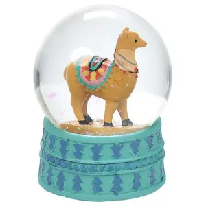 Personnalisé afrique du sud alpaga animal boule à neige verre 80mm polyrésine artisanat boule à neige souvenirs cadeaux