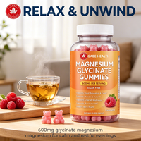 Gummies de glycinate de magnésium OEM Private Label 60 mg sans sucre, saveur framboise, 120 unités, pour l'humeur, la relaxation et le calme chez l'adulte, personnalisables
