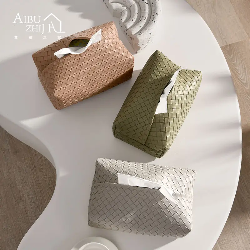 AIBUZHIJIA – décoration de Table personnalisée, boîte à mouchoirs nordique en cuir PU, boîte à mouchoirs pour salon de voiture