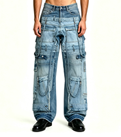 SOONREE Jeans Homme Extrême Déstructuré Double Taille Effet Usé Denim Archival Style Rockstar Vente en Gros