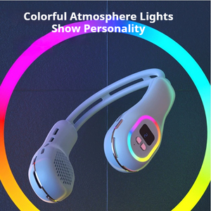 Lo último en ventiladores portátiles recargables de alta velocidad, ventilador de viaje, ventilador para exteriores, enfriador, velocidad de trabajo silenciosa, luz de ambiente colorida - Product Image 2