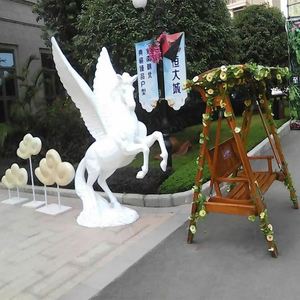 Estatua de Caballo Corriendo con Alas, Tamaño Real, para Exteriores, Color Blanco, Venta Directa de Fábrica - Product Image 3