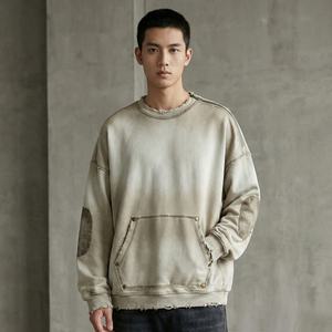 Sweat-shirt à capuche oversize en coton lourd délavé vintage pour homme, fournisseur de mode streetwear personnalisée, fermeture éclair, rivet, poche - Product Image 1