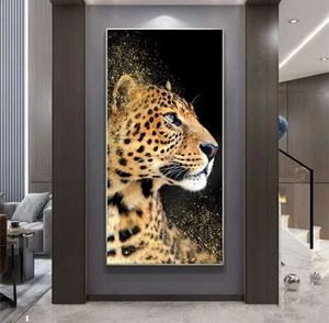 Peinture sur Toile Léopard Noir et Blanc pour Décoration Intérieure Moderne Posters d'Animaux et Art Mural Imprimé Peinture en Porcelaine de Cristal - Product Image 3