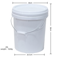 Seau en plastique PP blanc de qualité alimentaire, robuste, recyclable, avec couvercle et poignée, pour peinture à l'huile, 5 gallons (10/18/20 L), vente en gros