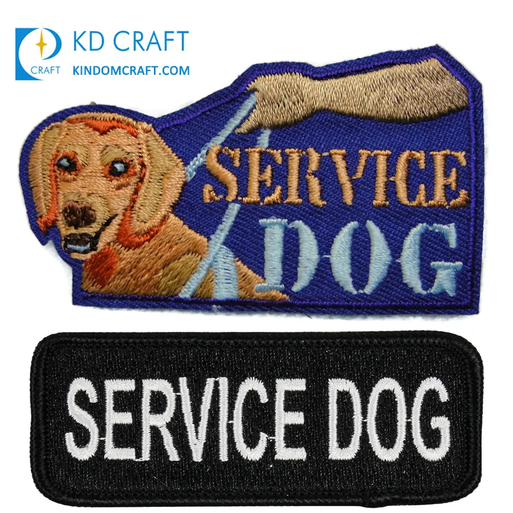 Badge jacquard tissé avec logo personnalisé, petit fer, accessoire de service brodé d'animaux, patchs de chien, pour vente