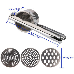 3 intercambiables discos patatas frutas <span class=keywords><strong>y</strong></span> verduras Manual Masher de acero inoxidable Potato Ricer - Product Image 3