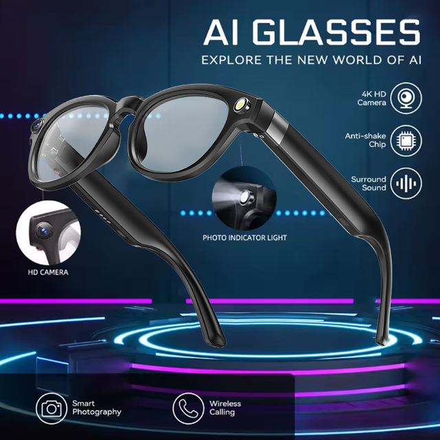 The 2026 new AI smart glasses support photo and video capture, language translation, voice assistant and have long battery life