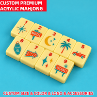 Tuiles de Mahjong en Acrylique Jaune Gravées, Style Mid-Century, Thème Route, Blocs Numériques Vintage pour Jeu