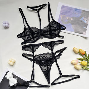 High Quality Women Bar Sexy Set Hot Transparent Lace Bar and Panties 5 Piece Set Lingerie - Product Image 6