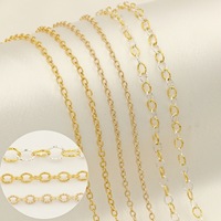 Chaîne de collier en or véritable 14 carats plaqué or, 1,8 mm, à motifs, chaîne ovale en forme de lien défaits, pour collier ras du cou, fabrication de bijoux