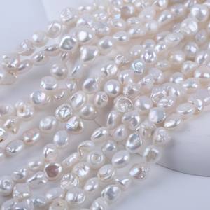 Perles d'eau douce naturelles blanches de 18 cm, 7-8 mm, perles rondes, trou droit, régénérées, couleur rose ABS, pour la fabrication de bijoux en gros - Product Image 1