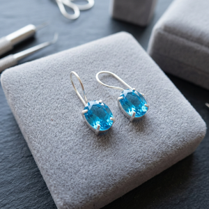 Rajasthani Stylish Handmade Swiss <b>Blue</b> Topaz In 925 Sterling <b>Silver</b> Plated Jewellery For Women <b>And</b> Girls Wear <b>Earrings</b> - Product Image 1