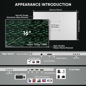 Màn hình di động 2.5K QHD IPS Màn hình mờ siêu sáng 16 inch màn hình máy tính xách tay văn phòng cong 2560 * chăm sóc mắt Độ phân giải 1600 - Product Image 6