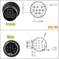 90-Grad-Stecker-Buchse 9-poliges Mini-DIN/S-Video Audio-Video-Kabel DVD-Kabel YR-SV9-B1 Blanker Kupferleiter