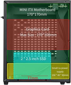 OEM A07 알루미늄 SFF 컴퓨터 게이밍 케이스 미니 ITX PC 케이스 (PCI 라이저 포함, <span class=keywords><strong>GPU</strong></span> 그래픽 카드 지원) - Product Image 5