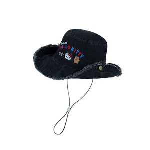 Mùa Hè Mát Mẻ Phụ Nữ Của Xô Mũ Dễ Thương Phim Hoạt Hình Thêu Kem Chống Nắng KT Denim Chất Liệu Mũ Quà Tặng Của Quý Vị Cảm Hứng Từ Hello Kitty - Product Image 3