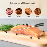 Termometer Daging Nirkabel Lonnmeter dengan Rating IP68, Bahan Stainless Steel Food Grade untuk Akurasi 1°C, 0-100°C untuk Memanggang