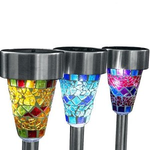 High Quality Latest Style Decorative Solar Mosaic <strong>Stick</strong> <strong>Lights</strong> <strong>Outdoor</strong> Colorful Solar Powered <strong>Led</strong> Garden Lamp