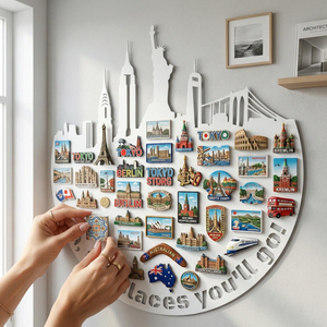 Tablero Magnético Personalizado con Siluetas de Ciudades del Mundo, Decoración de Pared Metálica para el Hogar - Product Image 4
