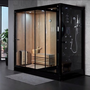 Cabine de sauna de jardin en <span class=keywords><strong>bois</strong></span> massif à prix d'usine pièce extérieure traditionnelle à vapeur humide avec <span class=keywords><strong>douche</strong></span> et chauffage par poêle - Product Image 1