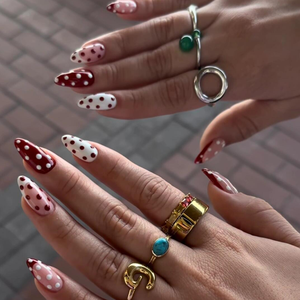 <span class=keywords><strong>Uñas</strong></span> Acrílicas Artificiales al por Mayor, 10 Piezas, con Diseño de <span class=keywords><strong>Lunares</strong></span>, Hechas a Mano, <span class=keywords><strong>Uñas</strong></span> Postizas con Pegamento, Diseño Francés, Cobertura Completa - Product Image 4