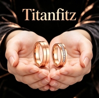 Titanfitz Bague de mariage plaquée or rose 18 carats en acier inoxydable 316L, bagues de promesse pour couple, zircone 5A, hypoallergéniques, pour lui et pour elle
