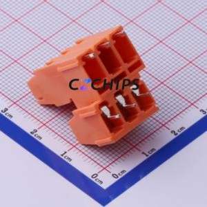 DB128A-5.08-2*3P-OG-S Screw Terminal Block Through hole Component (THT),P=5.08mm Connector 2x3P 5.08mm Orange Through Hole - Product Image 2