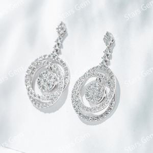 Starsgem 1.7ct 2,1mm redondo corte brillante laboratorio cultivado diamante 18K oro blanco lujo 4,8G pendientes - Product Image 2