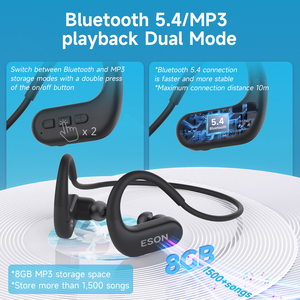 Earbud Tahan Air untuk Berenang IPX8 Headphone Renang Headphone Konduksi Tulang Nirkabel di Dalam Telinga Earphone Olahraga Bawah Air - Product Image 5