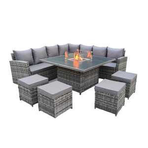 Modern Luxury Patio Outdoor Fire Pit <b>Dining</b> <b>Table</b> and Chair Furniture <b>Set</b> SFS029 Outdoor Fir Pit <b>Dining</b> Furniture SFS029 - Product Image 3