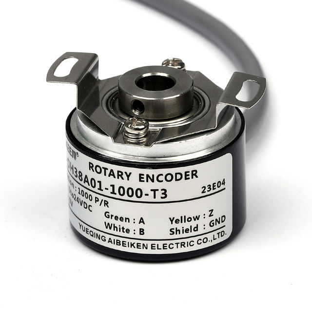 Full Hollow Shaft Rotary Encoder OD38mm 8mm 3 Phase ABZ Push-Pull Outputsignal Incremental Rotary Encoder Dual Wing Spring Arm