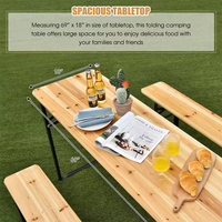 Ensemble table et banc pliants en bois pour la vente en gros, table de camping extérieure naturelle de 180 cm pour patio et jardin