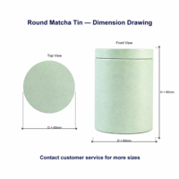 Boîte en fer blanc ronde de 30-50g pour poudre de matcha de qualité alimentaire avec double couvercle pour le stockage du thé vert, logo personnalisé, vente en gros