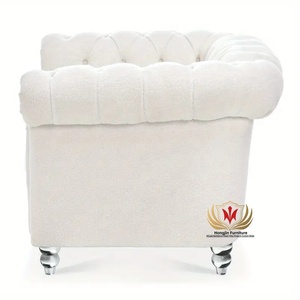 HJ HOME Aviator Retro Lounge Canapé nordique français à un bras Fauteuil d'appoint de salon Canapé 1 place en tissu d'agneau - Product Image 6