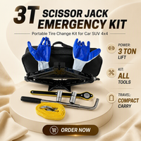 Cric à ciseaux manuel Anliqing Steel 3T, kit d'urgence portable avec clé à cliquet pour le changement de pneus de voiture, SUV, 4x4