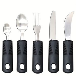 Juego de Utensilios de Cocina de 5 Piezas con Mangos Anchos Antideslizantes y Sin Peso para Personas con Temblores en las Manos, Artritis, Parkinson o Personas Mayores, Utensilios Adaptados - Product Image 4