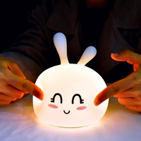 Lampe tactile à capteur de mouvement, lampe de chevet USB pour enfants, bébés, crèches, cadeaux LED, mini lampe rechargeable en forme d'animal, lampe de chevet souple