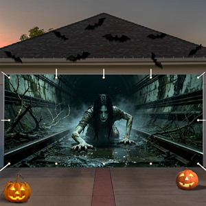Décorations de fenêtre rectangulaires populaires sur le thème d'Halloween, best-sellers, 100% polyester, impression numérique personnalisable, 3,9*2,6 pieds - Product Image 4