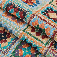 Nappe carrée florale style crochet bohème avec pompons, couverture de table rectangulaire en mélange coton-lin pour la décoration de la salle à manger à la maison