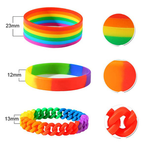Bracelet en silicone géométrique arc-en-ciel, bracelet en corde torsadée segmentée 6 couleurs, bracelet de sport durable pour hommes et femmes - Product Image 3